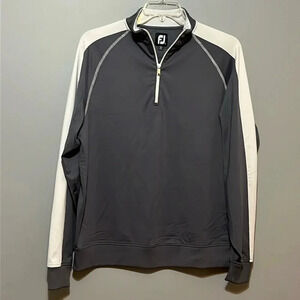Footjoy | Men’s gray & white half zip nylon pullover top/sweatshirt size L large
